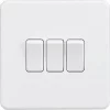 Knightsbridge SF4000MW 10AX 3-Gang 2-Way Light Switch Matt White