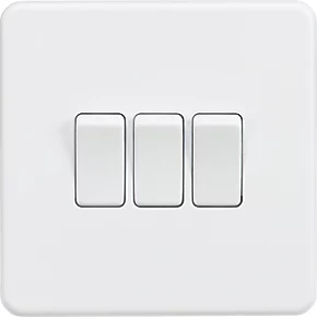 Knightsbridge SF4000MW 10AX 3-Gang 2-Way Light Switch Matt White 1 Knightsbridge SF4000MW 10AX 3-Gang 2-Way Light Switch Matt White