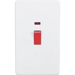 Knightsbridge SF8332NMW 45A 2-Gang DP Control Switch Matt White with LED