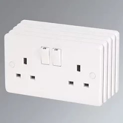 LAP 13A 2-Gang DP Switched Plug Socket White 5 Pack