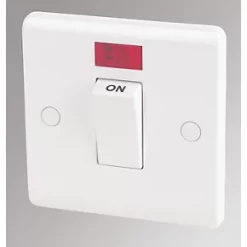 LAP 45A 1-Gang DP Cooker Switch White with Neon