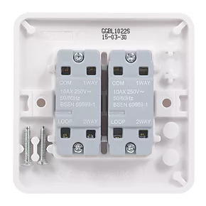 Schneider Electric Lisse 10AX 2-Gang 2-Way 10AX Light Switch White 4 Schneider Electric Lisse 10AX 2-Gang 2-Way 10AX Light Switch White - Image 4