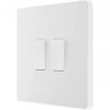British General Evolve 20 A 16AX 2-Gang 2-Way Light Switch Pearlescent White with White Inserts