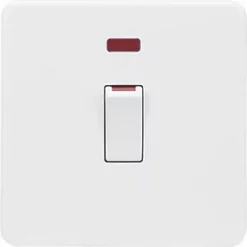 Knightsbridge SF81MNMW 45A 1-Gang DP Control Switch Matt White with LED