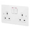 MK Edge 13A 2-Gang DP Switched Plug Socket White with Colour-Matched Inserts
