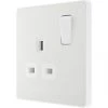 British General Evolve 13A 1-Gang SP Switched Socket Pearlescent White with White Inserts