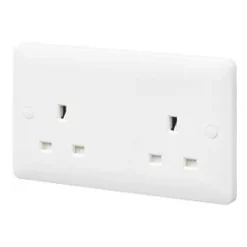 MK Base 13A 2-Gang Unswitched Socket White with White Inserts
