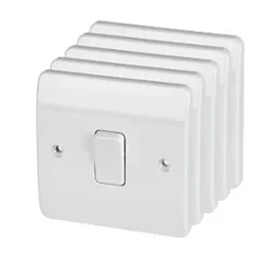 MK Logic Plus 10AX 1-Gang 1-Way Light Switch White 5 Pack