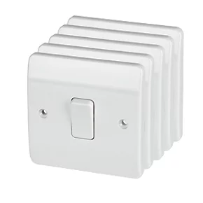 MK Logic Plus 10AX 1-Gang 1-Way Light Switch White 5 Pack 1 MK Logic Plus 10AX 1-Gang 1-Way Light Switch White 5 Pack