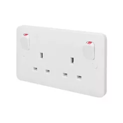 Schneider Electric Lisse 13A 2-Gang DP Switched Plug Socket White