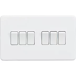 Knightsbridge SF4200MW 10AX 6-Gang 2-Way Light Switch Matt White 1 Knightsbridge SF4200MW 10AX 6-Gang 2-Way Light Switch Matt White