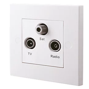British General 900 Series 1-Gang Triplex Multimedia Socket White 1 British General 900 Series 1-Gang Triplex Multimedia Socket White