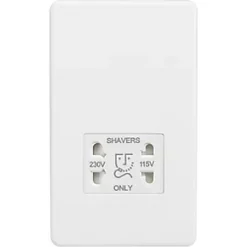 Knightsbridge SF8900MW 2-Gang Dual Voltage Shaver Socket 115 V / 230V Matt White with White Inserts