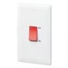 MK Base 45A 2-Gang DP Control Switch White with Red Inserts