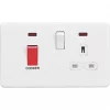 Knightsbridge SFR8333NMW 45 & 13A 2-Gang DP Cooker Switch & 13A DP Switched Socket Matt White with LED with White Inserts