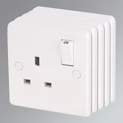 LAP 13A 1-Gang DP Switched Plug Socket White 5 Pack
