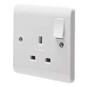 Crabtree Instinct 13A 1-Gang DP Switched Socket White 1 Crabtree Instinct 13A 1-Gang DP Switched Socket White