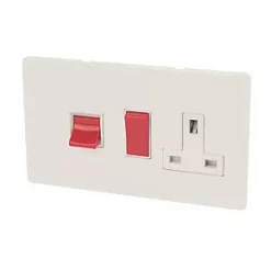 Varilight 45AX 3-Gang DP Cooker Switch & 13A DP Switched Socket Ice White with White Inserts