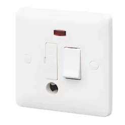 MK Base 13A Switched Fused Spur & Flex Outlet with Neon White with White Inserts