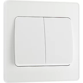 British General Evolve 20 A 16AX 2-Gang 2-Way Wide Rocker Light Switch Pearlescent White with White Inserts 2 British General Evolve 20 A 16AX 2-Gang 2-Way Wide Rocker Light Switch Pearlescent White with White Inserts - Image 2