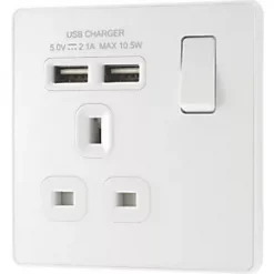 British General Evolve 13A 1-Gang SP Switched Socket + 2.1A 2-Outlet Type A USB Charger Pearlescent White with White Inserts 9 British General Evolve 13A 1-Gang SP Switched Socket + 2.1A 2-Outlet Type A USB Charger Pearlescent White with White Inserts -White Switches & Sockets Sales Store 699RF A3