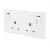 Schneider Electric Ultimate Slimline 13A 2-Gang DP Switched Plug Socket White
