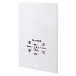 British General 900 Series 2-Gang Dual Voltage Shaver Socket 115 / 230V White