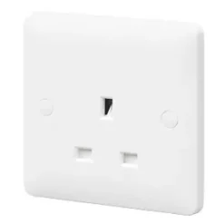 MK Base 13A 1-Gang Unswitched Socket White with White Inserts