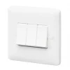 MK Base 10AX 3-Gang 1-Way Light Switch White