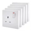 British General 900 Series 13A 1-Gang SP Switched Plug Socket White 5 Pack