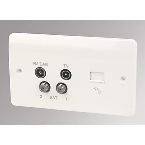 MK Logic Plus 2-Gang Quadruplex Multimedia Socket White 1 MK Logic Plus 2-Gang Quadruplex Multimedia Socket White