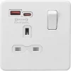 Knightsbridge SFR9919MW 13A 1-Gang SP Switched Socket + 4.0A 2-Outlet Type A & C USB Charger Matt White with White Inserts