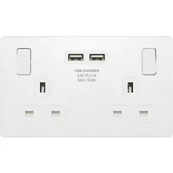 British General Evolve 13A 2-Gang SP Switched Socket + 3.1A 2-Outlet Type A USB Charger Pearlescent White with White Inserts 8 British General Evolve 13A 2-Gang SP Switched Socket + 3.1A 2-Outlet Type A USB Charger Pearlescent White with White Inserts -White Switches & Sockets Sales Store 797RF A2