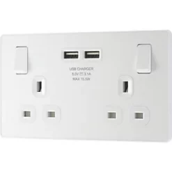British General Evolve 13A 2-Gang SP Switched Socket + 3.1A 2-Outlet Type A USB Charger Pearlescent White with White Inserts 9 British General Evolve 13A 2-Gang SP Switched Socket + 3.1A 2-Outlet Type A USB Charger Pearlescent White with White Inserts -White Switches & Sockets Sales Store 797RF A3
