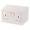 13A 2-Gang SP Switched Plug Socket White 5 Pack
