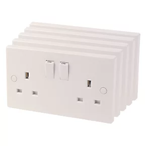 13A 2-Gang SP Switched Plug Socket White 5 Pack 1 13A 2-Gang SP Switched Plug Socket White 5 Pack