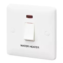 MK Base 20AX 1-Gang DP Water Heater Switch White with Neon with White Inserts