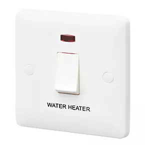 MK Base 20AX 1-Gang DP Water Heater Switch White with Neon with White Inserts 1 MK Base 20AX 1-Gang DP Water Heater Switch White with Neon with White Inserts