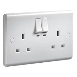 Knightsbridge CU9KW 13A 2-Gang SP Switched Smart Socket White -White Switches & Sockets Sales Store 824TY A2