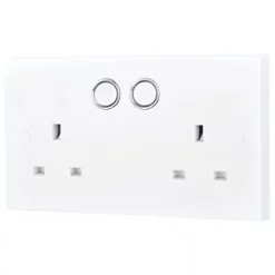 British General 900 Series 13A 2-Gang SP Switched Smart Socket White
