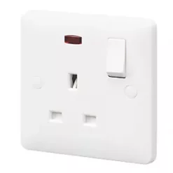 MK Base 13A 1-Gang SP Switched Socket White with Neon with White Inserts