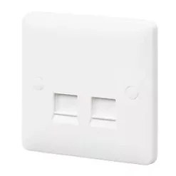 MK Base Double RJ45 Ethernet Socket White with White Inserts