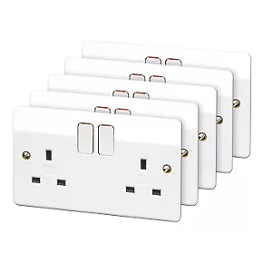 MK Logic Plus 13A 2-Gang DP Switched Plug Socket White 5 Pack 1 MK Logic Plus 13A 2-Gang DP Switched Plug Socket White 5 Pack