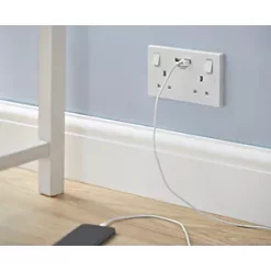 British General 900 Series 13A 2-Gang SP Switched Socket + 3.1A 2-Outlet Type A USB Charger White -White Switches & Sockets Sales Store 8529P A4