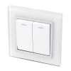 Retrotouch Crystal 10A 2-Gang 2-Way Light Switch White Glass