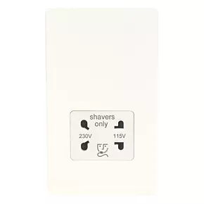 Varilight 2-Gang Dual Voltage Shaver Socket 115 / 230V Ice White with White Inserts 2 Varilight 2-Gang Dual Voltage Shaver Socket 115 / 230V Ice White with White Inserts - Image 2