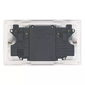 Varilight 13AX 2-Gang Unswitched Socket + 2.1A 2-Outlet Type A USB Charger Ice White with White Inserts 2 Varilight 13AX 2-Gang Unswitched Socket + 2.1A 2-Outlet Type A USB Charger Ice White with White Inserts - Image 2