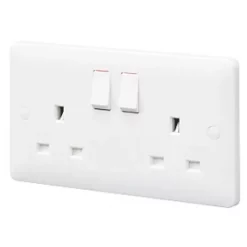 MK Base 13A 2-Gang SP Switched Socket White with White Inserts