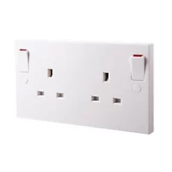 British General 900 Series 13A 2-Gang DP Switched Plug Socket White