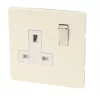 Varilight 13AX 1-Gang DP Switched Plug Socket White Chocolate with White Inserts